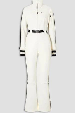 Perfect Moment Crystal merino wool-trimmed faux leather ski suit - White