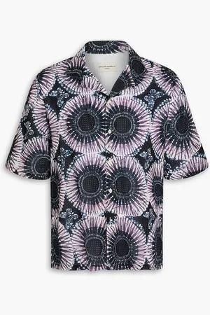 OFFICINE GENERALE Eren printed cotton-poplin shirt - Blue