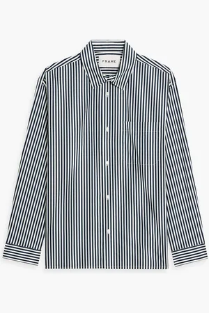 Frame Striped cotton-poplin shirt - Blue