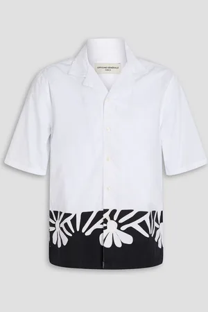 OFFICINE GENERALE Eren embroidered two-tone cotton-poplin shirt