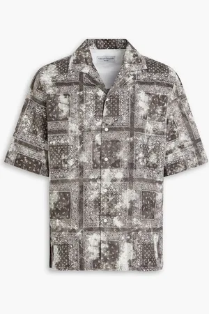 OFFICINE GENERALE Eren printed cotton-poplin shirt - Gray