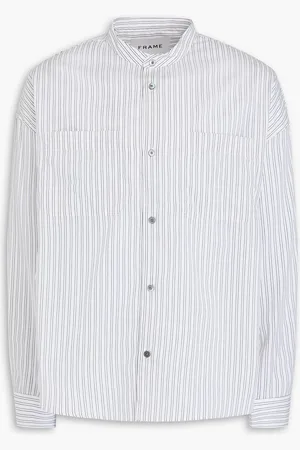 Frame Striped cotton-poplin shirt - Gray