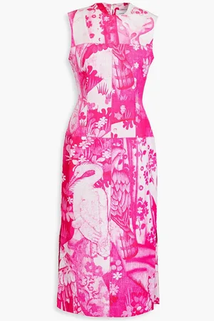 Erdem Printed cotton-blend faille midi dress - Pink