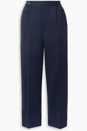Maison Margiela Cropped wool-blend straight-leg pants - Blue
