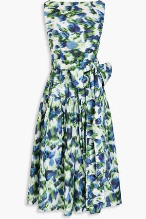 Erdem Belted printed cotton-poplin midi dress