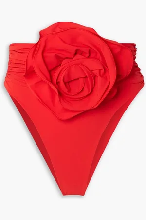 MAGDA BUTRYM Appliquéd ruched high-rise bikini briefs