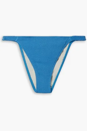 Peony Stretch-REPREVE seersucker bikini briefs - Blue
