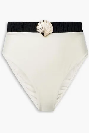 PATBO Seashell embellished two-tone stretch bikini briefs - White