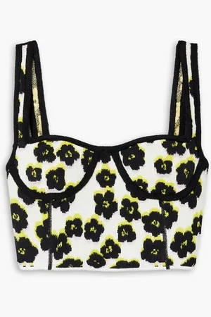 Lanvin Cropped floral-jacquard top