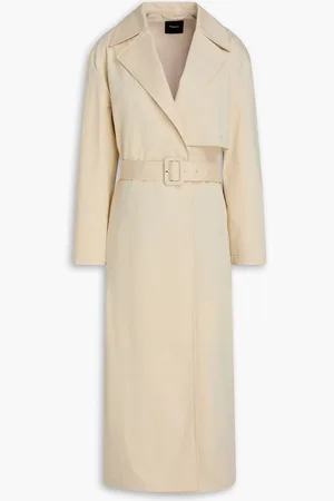THEORY Belted cotton-blend trench coat - Neutral