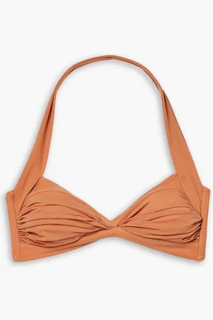 Norma Kamali Bill ruched halterneck bikini top - Orange