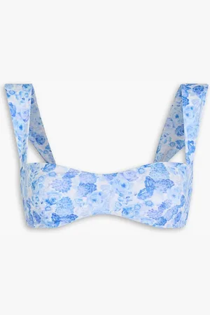 MAGDA BUTRYM Floral-print bikini top - Blue