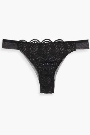 I.D. Sarrieri Kaleidoscope stretch-tulle and scalloped lace thong