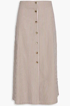 Claudie Pierlot Striped cotton-poplin midi skirt