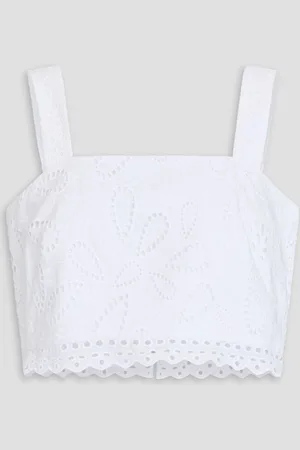 SALONI Meadow cropped broderie anglaise cotton top