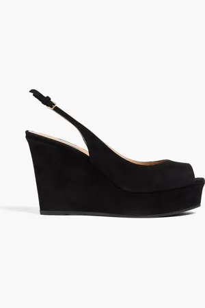 Sergio Rossi Suede platform wedge slingback sandals