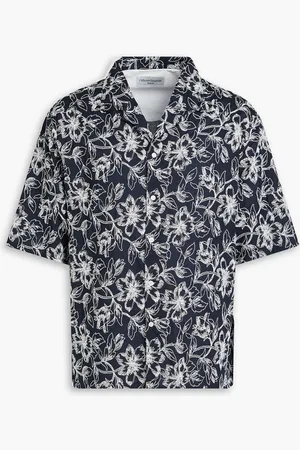 OFFICINE GENERALE Eren embroidered cotton-twill shirt - Blue