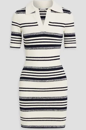 Simkhai Kris striped bouclé-knit mini dress - White