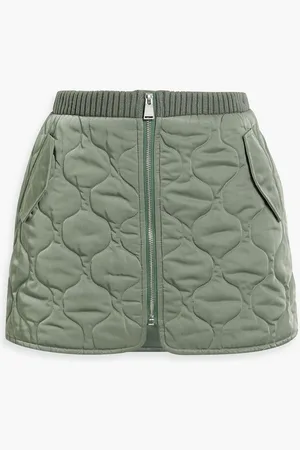 Simkhai Ripley quilted shell and cable-knit mini skirt - Green