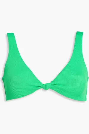 Melissa Odabash Ibiza knotted stretch-seersucker bikini top - Green