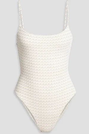 Solid The Renna metallic stretch-jacquard swimsuit - White