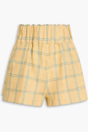 Bondi Born Universal checked linen-twill shorts - Yellow