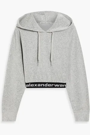 Alexander Wang Cropped stretch-cotton corduroy hoodie