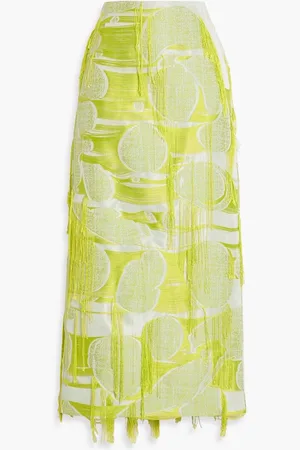 Roksanda Idya fringed jacquard midi skirt - Yellow