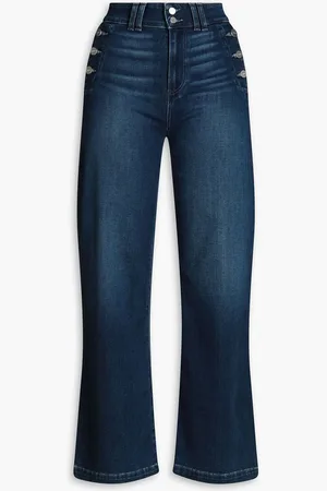 Paige Aubrey button-detailed high-rise wide-leg jeans - Blue