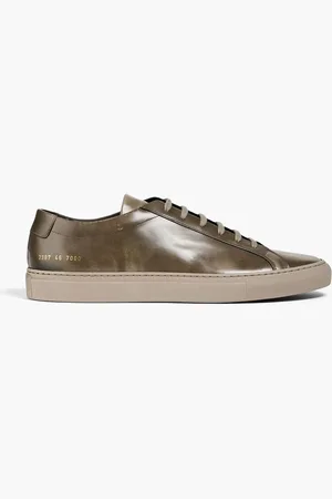 COMMON PROJECTS Achilles distressed glossed-leather sneakers - Green