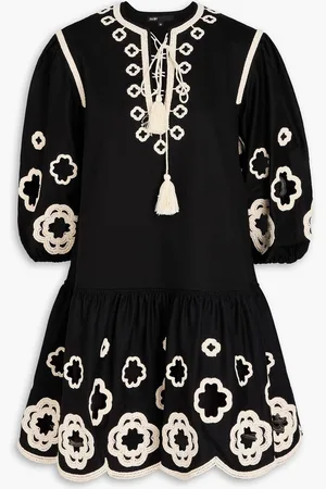 Maje Scalloped cotton-twill mini dress