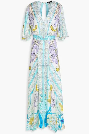 Maje Printed satin maxi dress