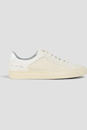 COMMON PROJECTS Retro canvas-trimmed leather and knitted sneakers - White