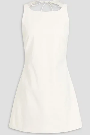 Maje Open-back cotton-blend twill mini dress - White