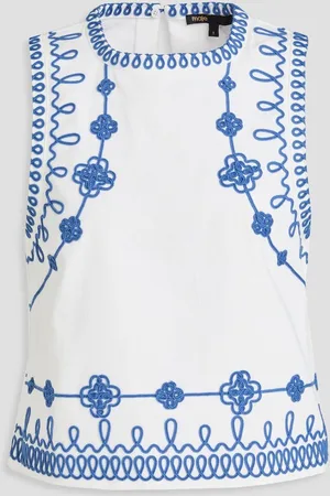 Maje Embroidered cotton-blend twill top