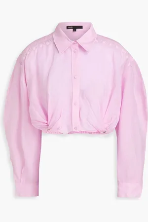 Maje Cropped twisted ramie shirt - Pink