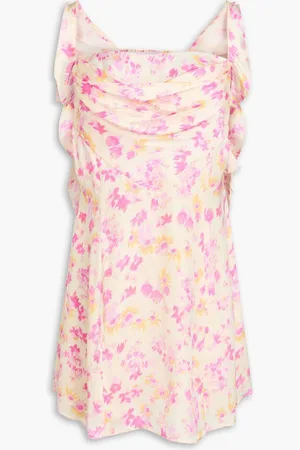 Maje Draped floral-print satin mini dress