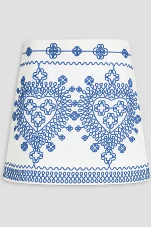 Maje Embroidered cotton-blend twill mini skirt