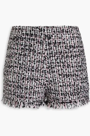 Self-Portrait Frayed bouclé-tweed shorts