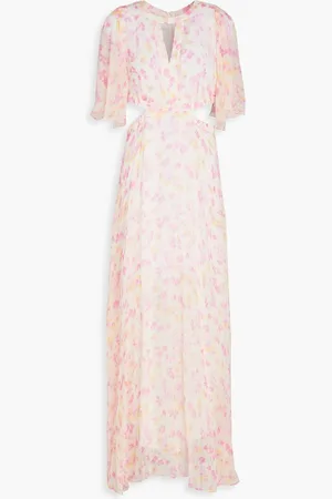 Maje Cutout printed georgette maxi dress