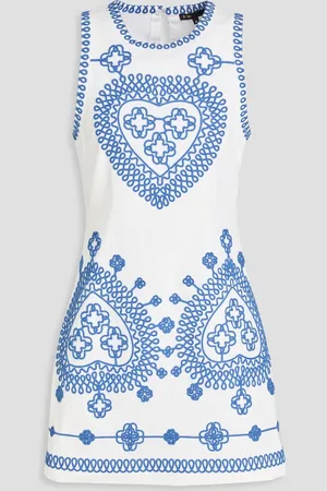 Maje Embroidered cotton-blend gabardine mini dress