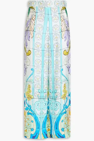 Maje Printed satin wide-leg pants