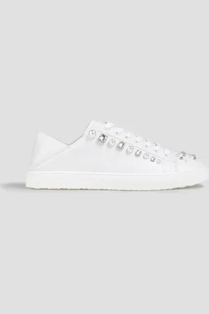 Stuart Weitzman Goldie embellished leather sneakers