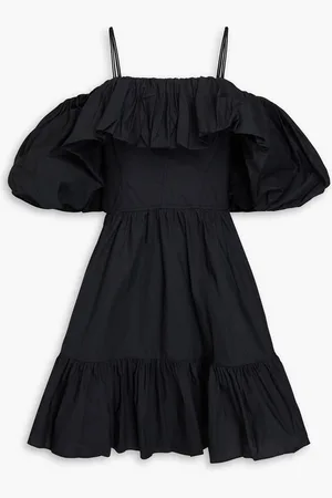 ULLA JOHNSON Lila cold-shoulder gathered cotton-poplin mini dress