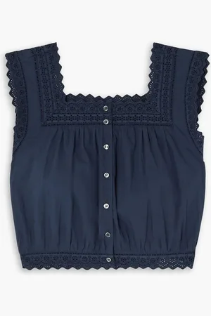 Doen Tillie broderie anglaise organic cotton top - Blue