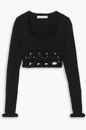 CHRISTOPHER ESBER Cropped crochet-knit cotton-blend top
