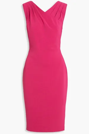 Badgley Mischka Pleated crepe dress - Pink
