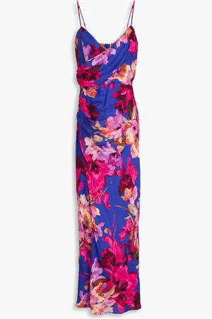 Nicholas Wrap-effect floral-print twill maxi dress - Blue