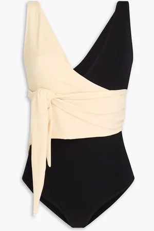 Lisa Marie Fernandez Dree Louise two-tone stretch-crepe wrap-effect swimsuit