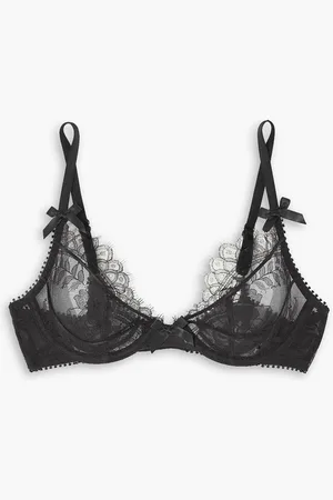 Agent Provocateur Kiya bow-embellished cutout Leavers lace underwired soft-cup bra